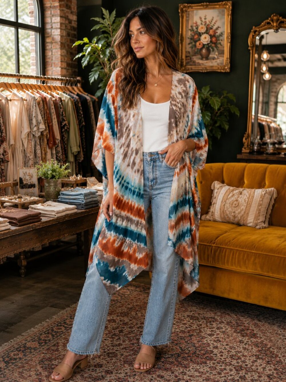 Piper Vibrant Tie-Dye Swirl Kimono
